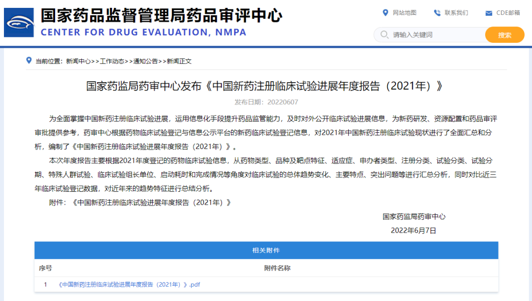 CDE重磅发布！《中国新药注册临床试验进展年度报告（2021年）》